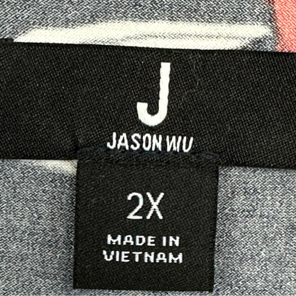 J Jason WU Top plus sz 2X blue red floral Peplum Sleeveless Stretch wais… - Picture 5 of 10